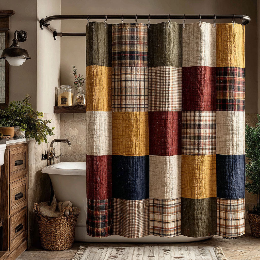 Farmhouse Patchwork Shower Curtain NCU0QN084