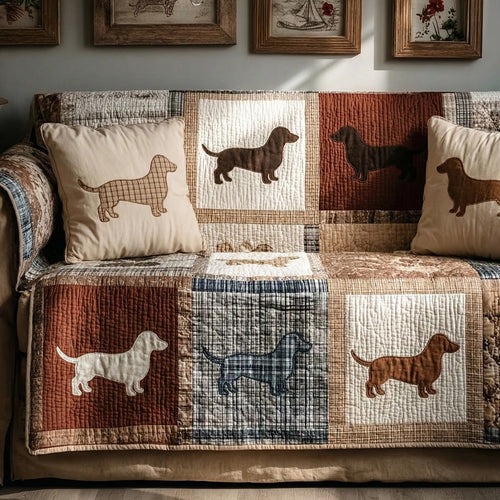 Classic Hounds Quilted Sofa Cover NCU0LDH375