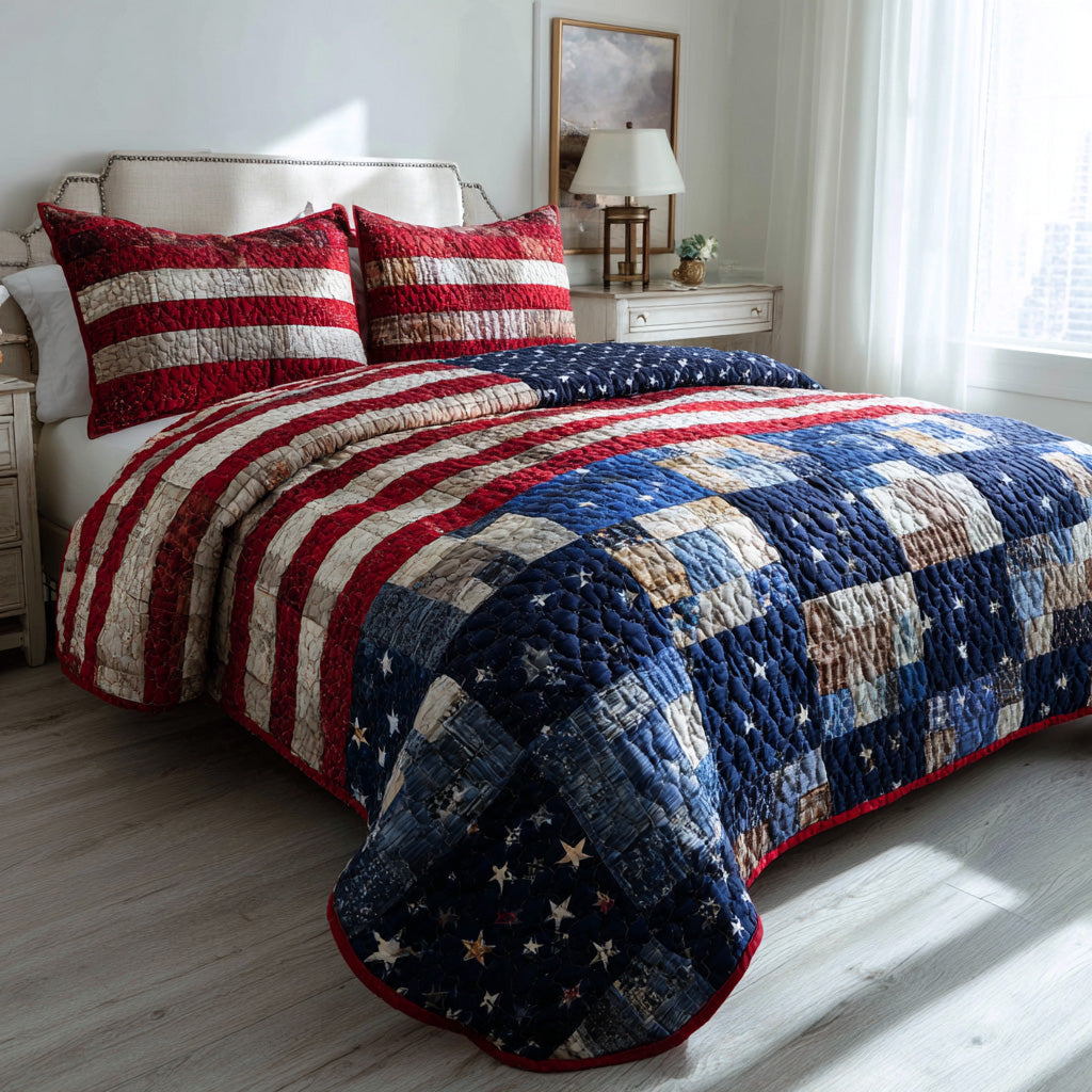 Classic Patchwork Pride 3-Piece Quilted Bedding Set NCU0PVL845