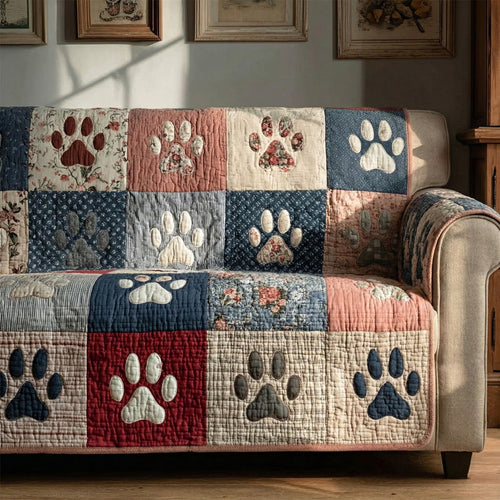 Classic Pawprint Quilted Sofa Cover NCU0LDH367