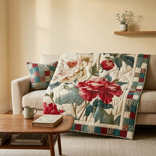 Classic Peonies Quilted Blanket NCU0DQQ0552