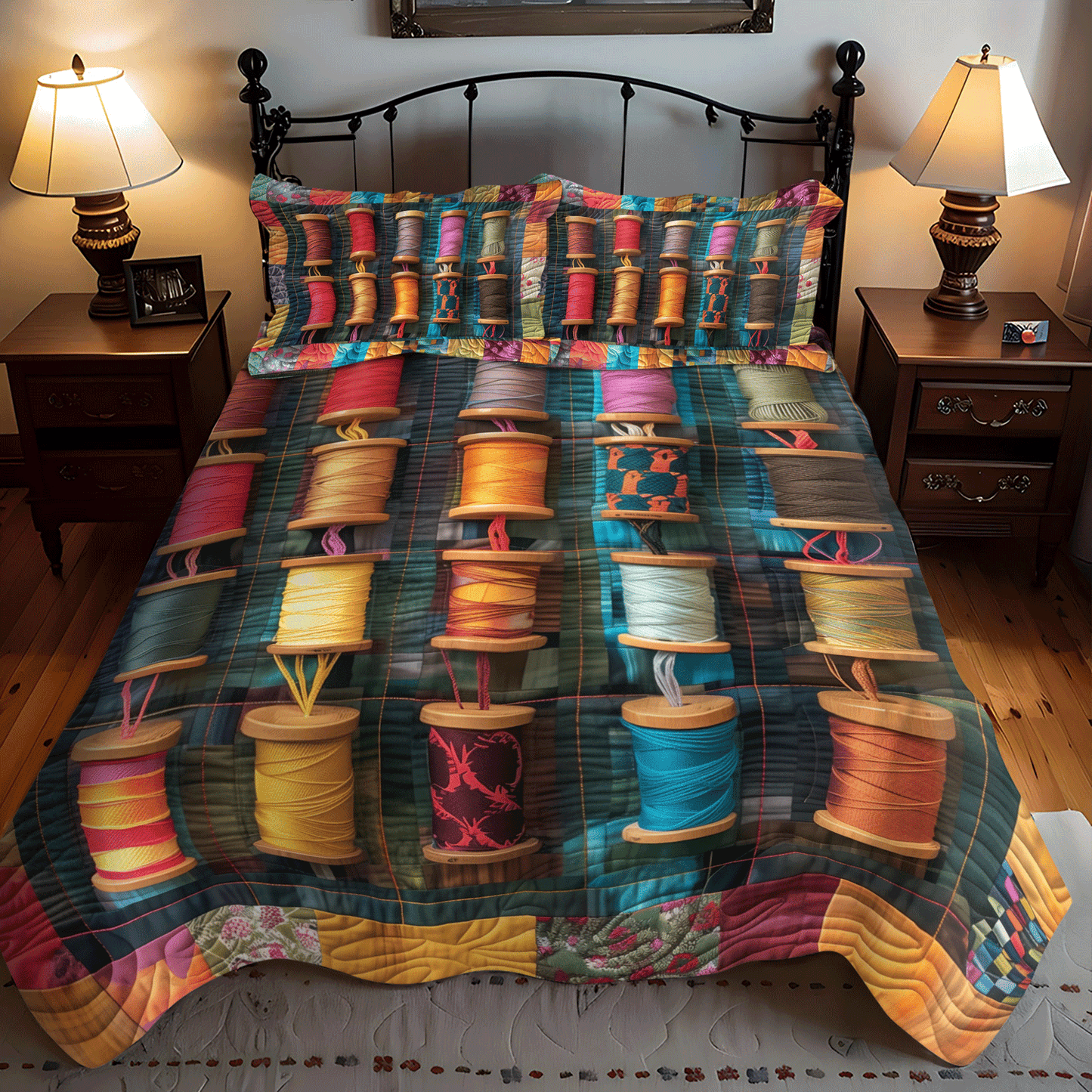 Classic Spools 3-Piece Quilted Bedding Set NCU0TH1301