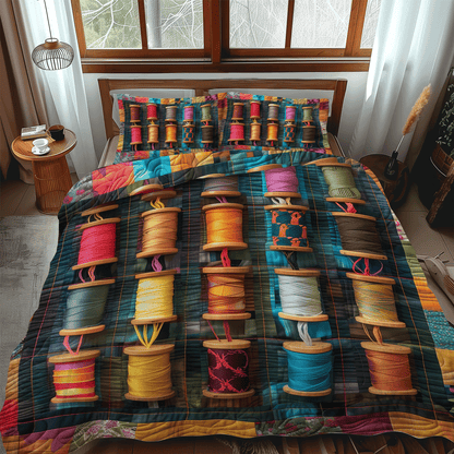 Classic Spools 3-Piece Quilted Bedding Set NCU0TH1301
