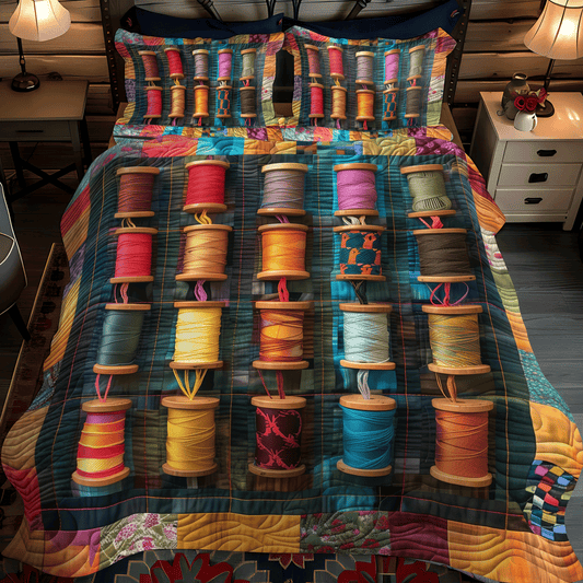 Classic Spools 3-Piece Quilted Bedding Set NCU0TH1301