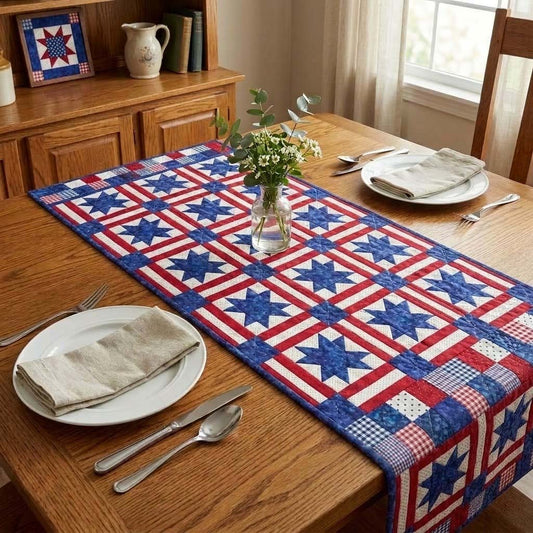 Classic Stripe Star Quilted Table Runner NCU0DQQ0649
