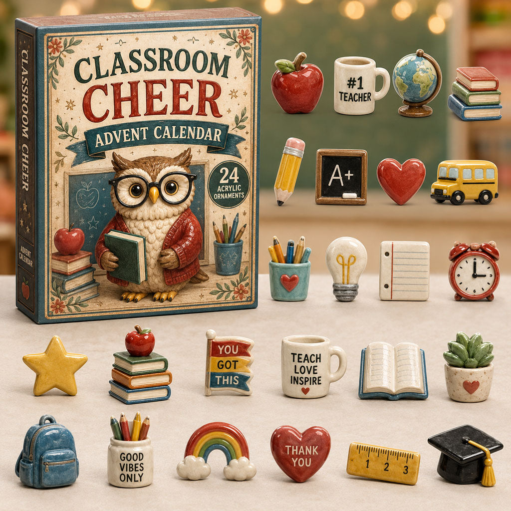 CHRISTMAS KICKOFF 40% OFF - Classroom Cheer Advent Calendar 2026 - 24-Day Festive Countdown, Acrylic Charms Blind Box - Gift For Teacher AC0TM265