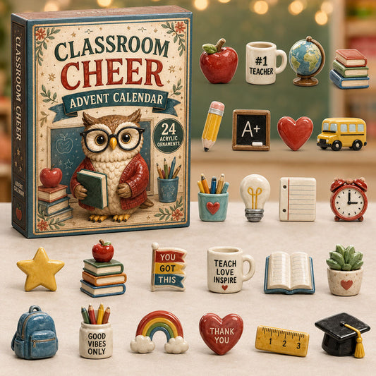 CHRISTMAS KICKOFF 40% OFF - Classroom Cheer Advent Calendar 2026 - 24-Day Festive Countdown, Acrylic Charms Blind Box - Gift For Teacher AC0TM265