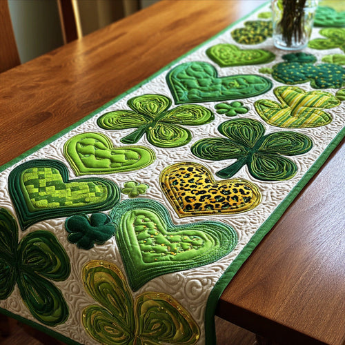 Clover Heart Quilted Table Runner NCU0NTD1364
