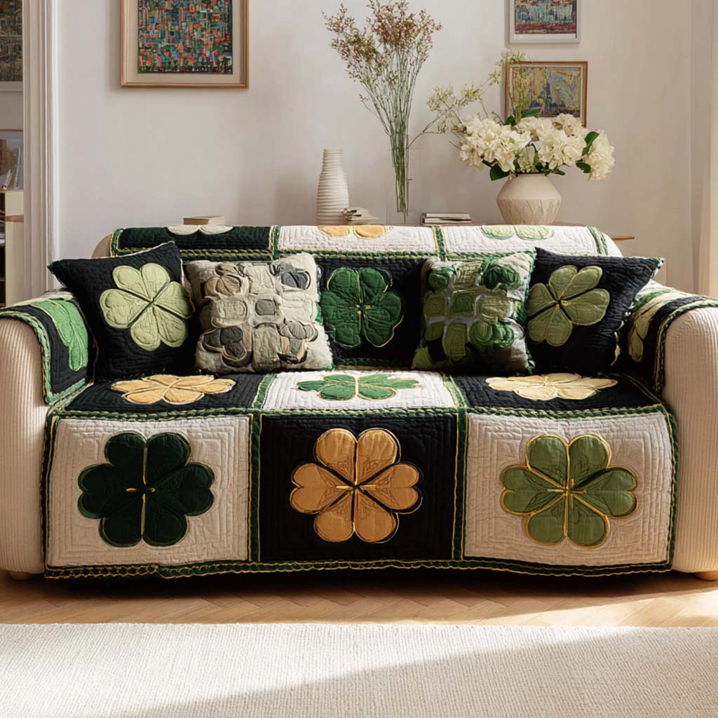 Clover Medley Quilted Sofa Cover NCU0NXD1365