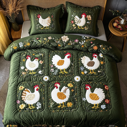 Cluck And Charm 3-Piece Quilted Bedding Set NCU0DK2344