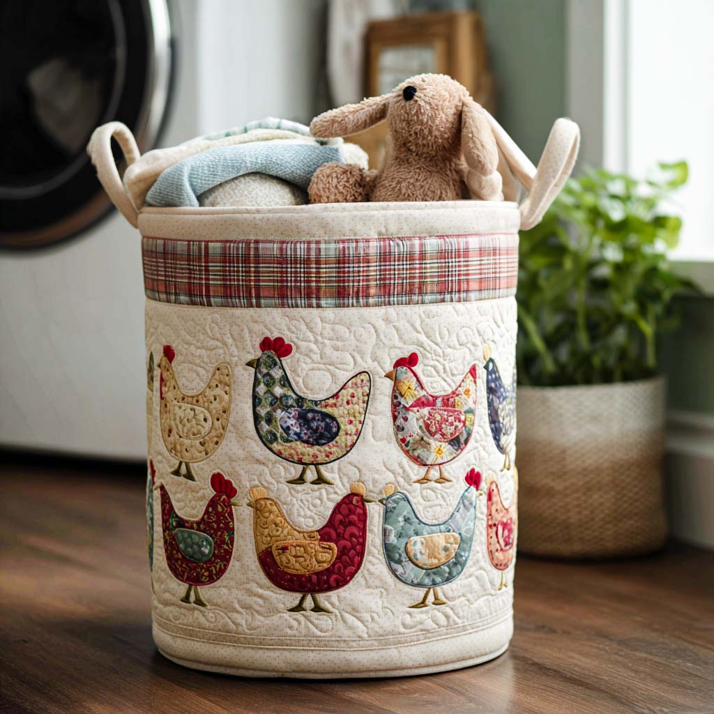 Clucky Charm Quilted Laundry Basket NCU0NNT1179
