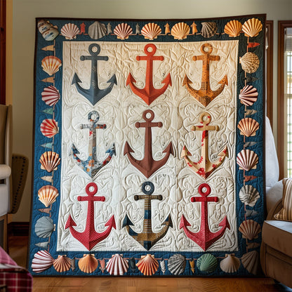 Coastal Anchors Quilted Blanket NCU0TH1312