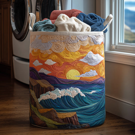 Coastal Breeze Quilted Laundry Basket NCU0TH2989