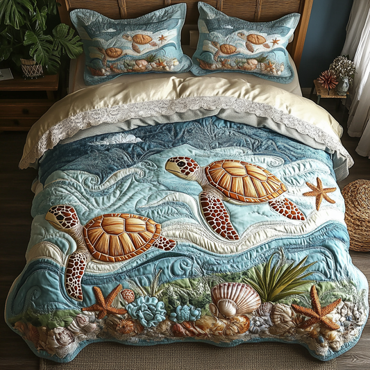 Coastal Charm 3-Piece Quilted Bedding Set NCU0NVH336