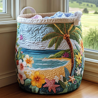 Coastal Charm Quilted Laundry Basket NCU0PVL486