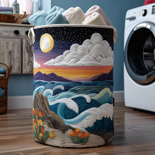Coastal Dreams Quilted Laundry Basket NCU0TH2992