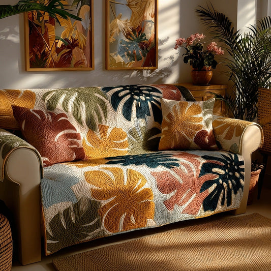 Coastal Florals Quilted Sofa Cover NCU0LDH440