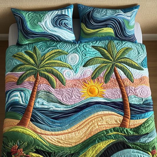 Coastal Glow 3-Piece Quilted Bedding Set NCU0NVH267