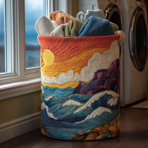 Coastal Glow Quilted Laundry Basket NCU0TH2987