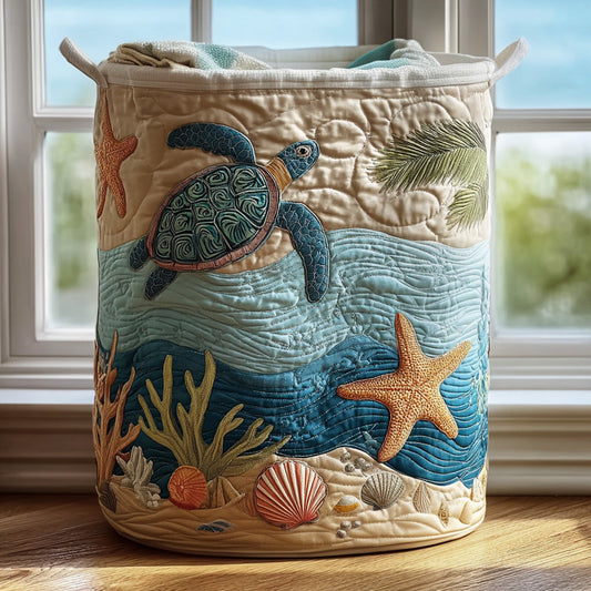 Coastal Harmony Quilted Laundry Basket NCU0PVL634