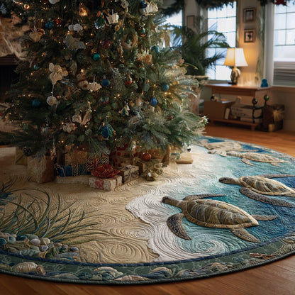 Coastal Harmony Turtle Christmas Quilted Tree Skirt NCU0DV1419