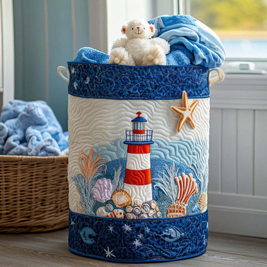 Coastal Light Breeze Quilted Laundry Basket NCU0NNT1239
