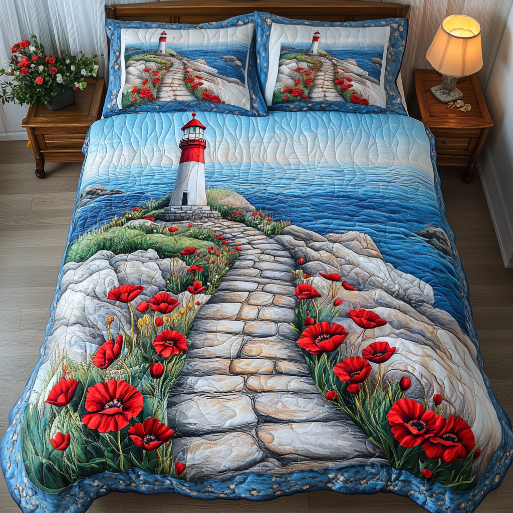 Coastal Lighthouse 3-Piece Quilted Bedding Set NCU0DDK110