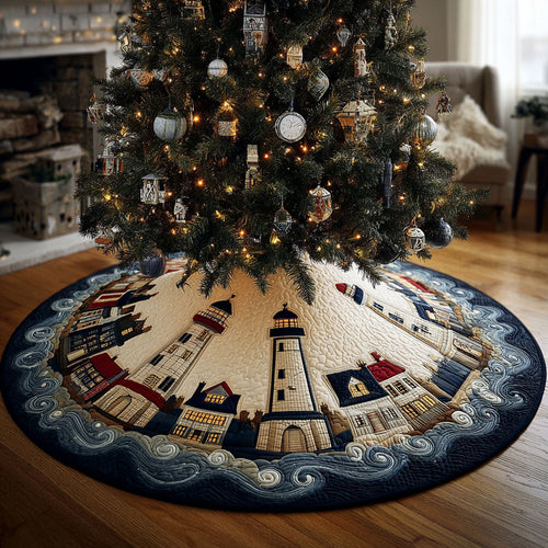 Coastal Lighthouse Christmas Quilted Tree Skirt NCU0DDK2060