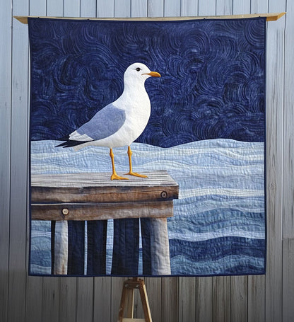 Coastal Seagull Serenity Art Quilt Hanging NCU0PT675