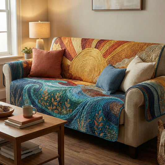 Coastal Sun Quilted Sofa Cover NCU0LDH605