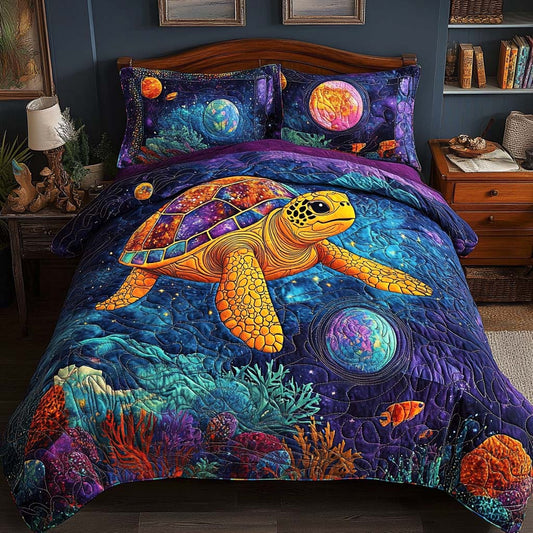 Coastal Turtle Haven 3-Piece Quilted Bedding Set NCU0NNL191