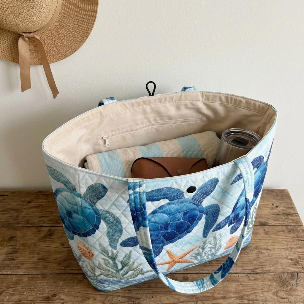 Coastal Turtle Quilted Classic Tote Bag NCU0DV2097