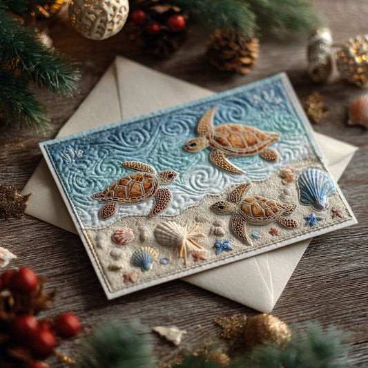 Coastal Turtle Quilted Fabric Postcard NCU0PTT2405