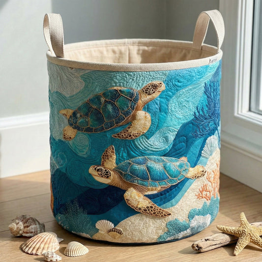 Coastal Wave Harmony Quilted Laundry Basket NCU0NNT2968