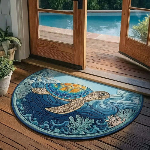 Coastal Wave Turtle Custom Shape Doormat NCU0DQQ0751