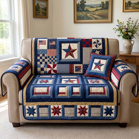 Colonial Blocks Quilted Sofa Cover NCU0NXD1894