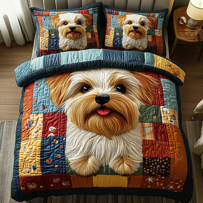Color Pup 3-Piece Quilted Bedding Set NCU0DV477