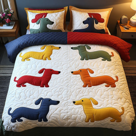 Color Pup Joy 3-Piece Quilted Bedding Set NCU0NNT786