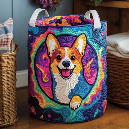 Color Splash Corgi Quilted Laundry Basket NCU0NXD355