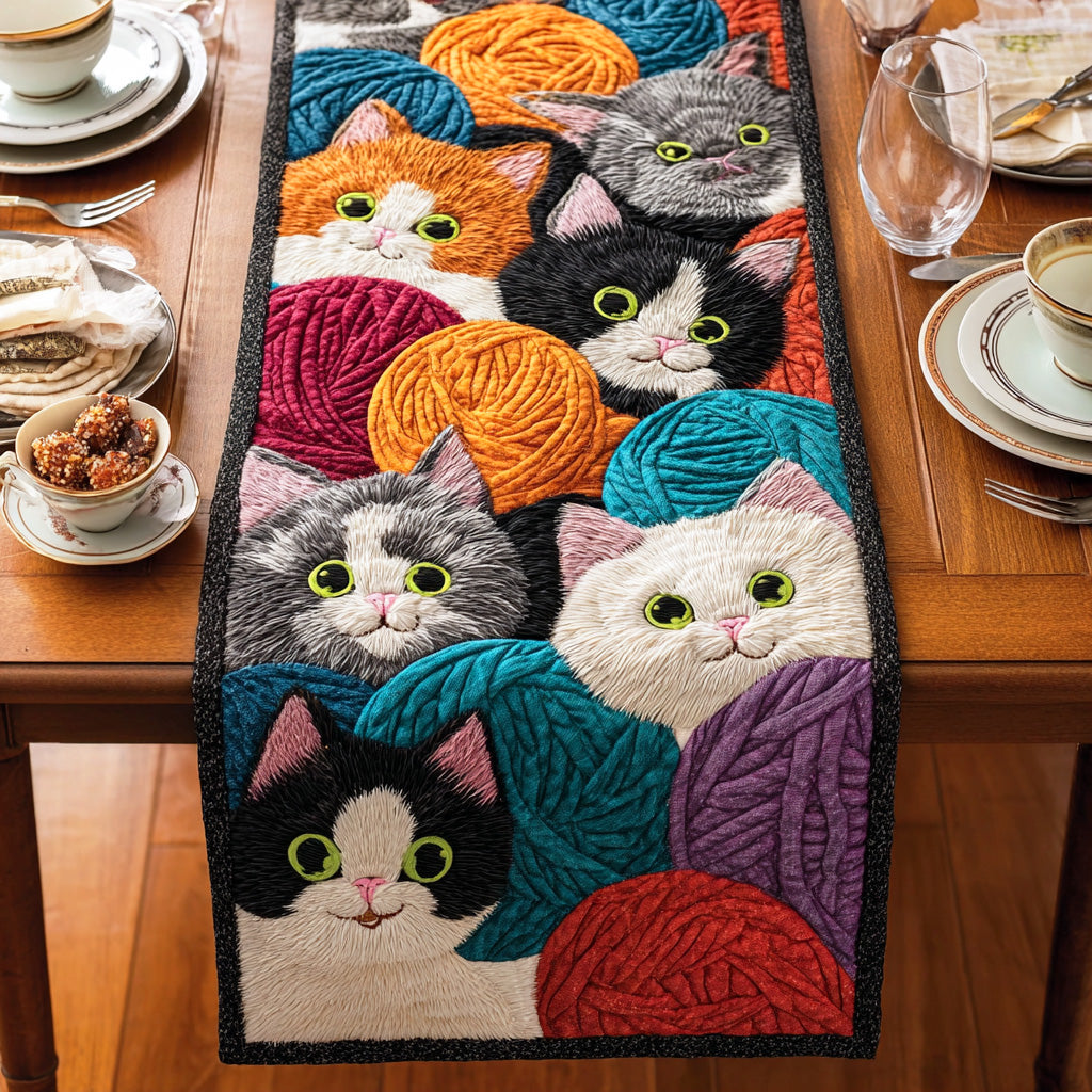 Color Splash Meow Quilted Table Runner NCU0NTD732