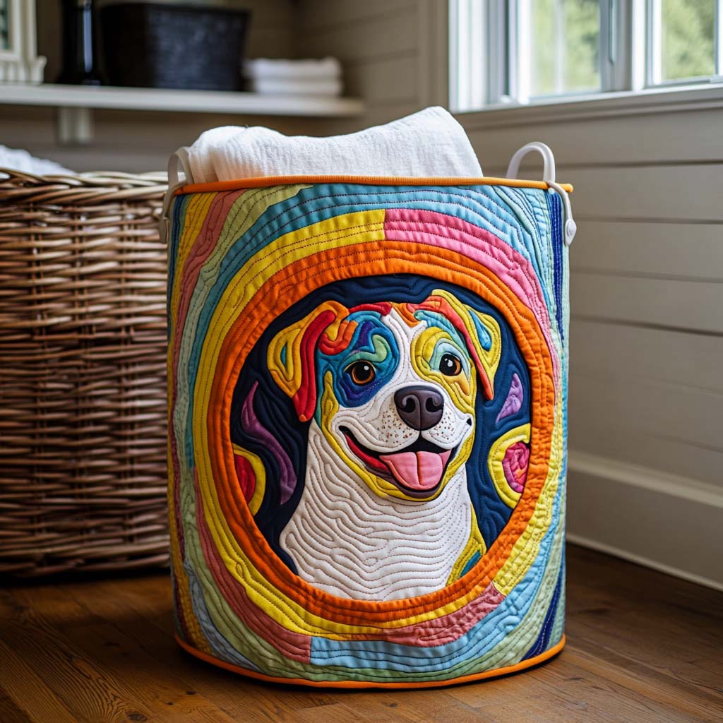 Color Splash Pitbull Quilted Laundry Basket NCU0NXD166