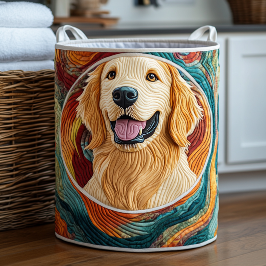 Color Swirl Golden Quilted Laundry Basket NCU0NXD532