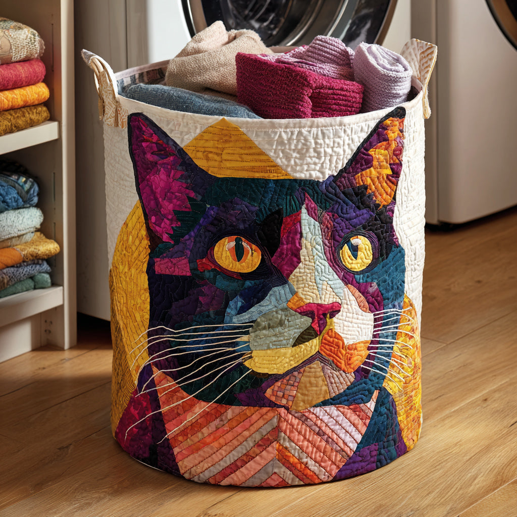 Colorburst Black Cat Quilted Laundry Basket NCU0HNH034