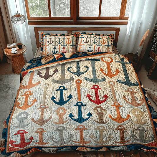 Colorful Anchors 3-Piece Quilted Bedding Set NCU0TH1217