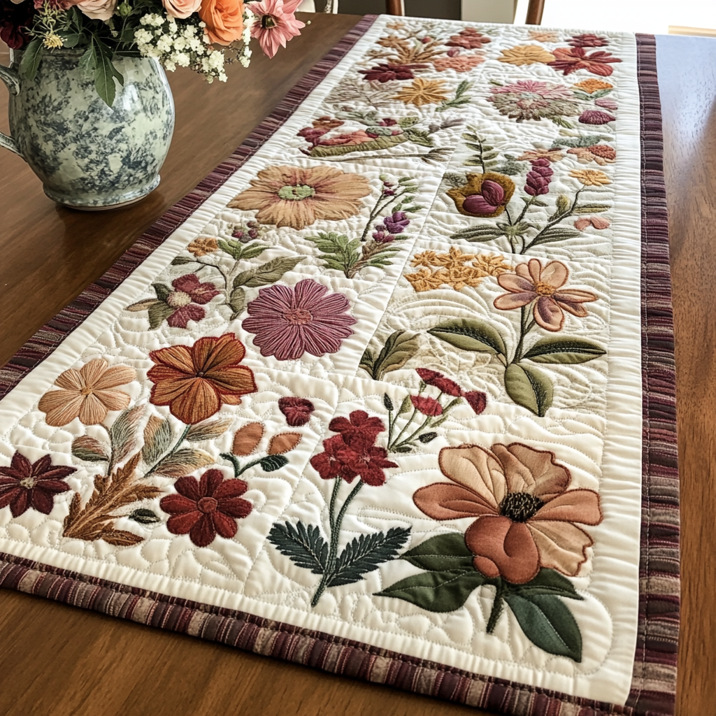 Rustic Bloom Quilted Table Runner NCU0PLV036
