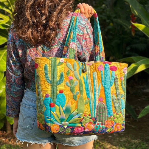 Colorful Cactus Quilted Classic Tote Bag NCU0NNT3153