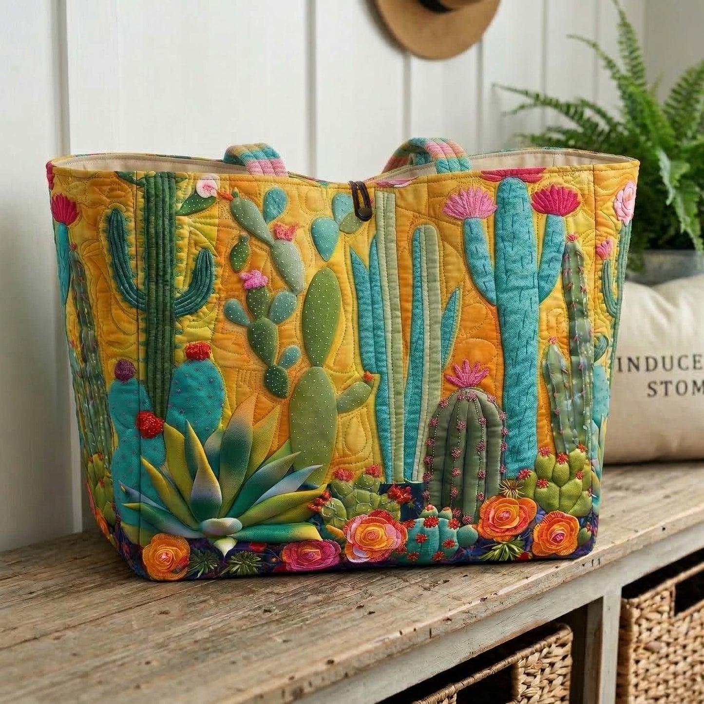 Colorful Cactus Quilted Classic Tote Bag NCU0NNT3153