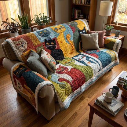 Colorful Cat Chorus Quilted Sofa Cover NCU0PTT2984