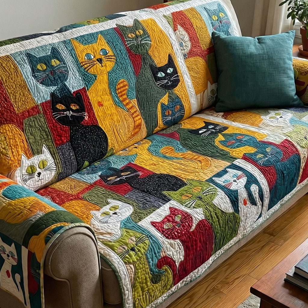 Colorful Cat Chorus Quilted Sofa Cover NCU0PTT2984