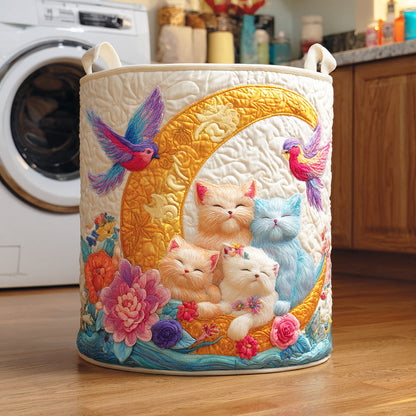 Colorful Catnap Quilted Laundry Basket NCU0NTD701